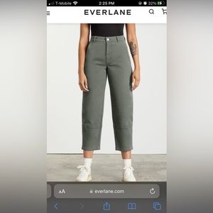 Everlane utility barrel pant in pewter green